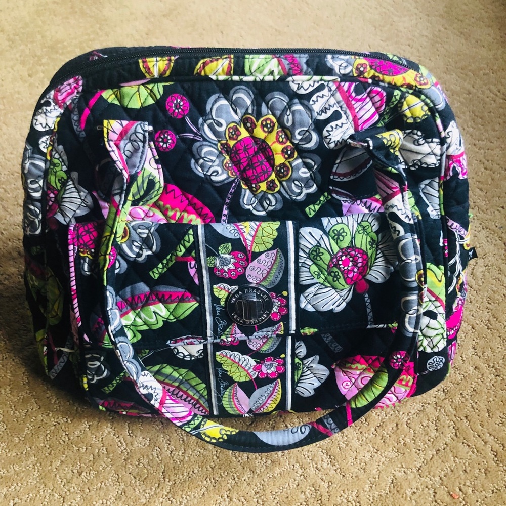 NWT Vera Bradley black floral shoulder bag